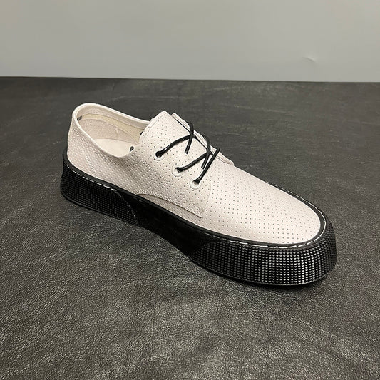 Breathable Comfortable Casual Shoes Soft Leather White Shoes