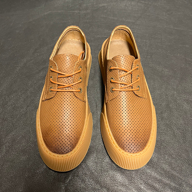 Breathable Comfortable Casual Shoes Soft Leather White Shoes